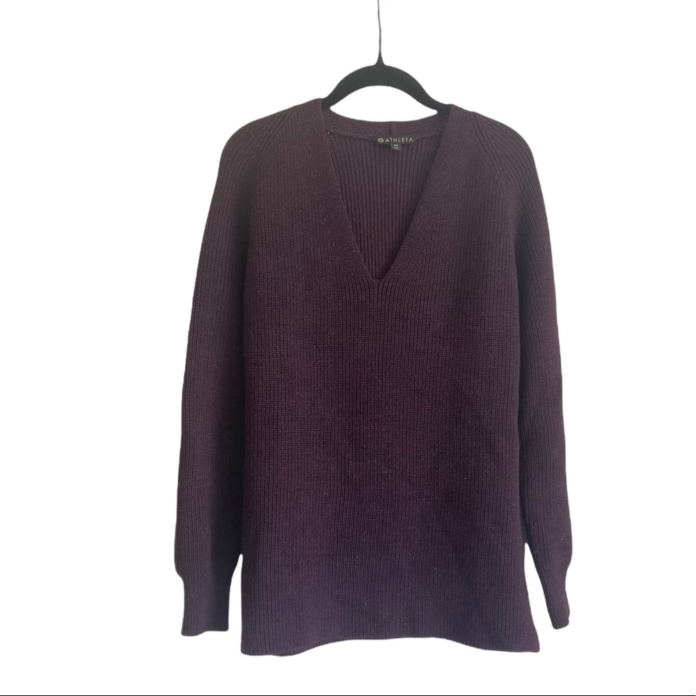 Athleta Maroon Switchback Wool-Blend Pullover Swe… - image 2
